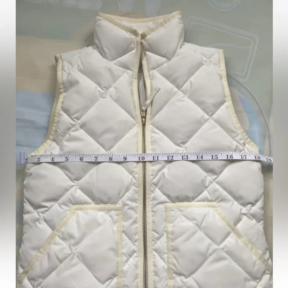 J CREW Women Cream Quilted Full Zip Puffer Vest Size XXS - Picture 4 of 13